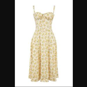 House of CB Carmen Milkmaid Dress Pale Yellow